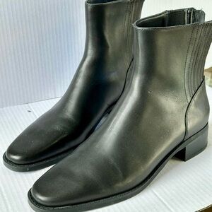 Mango Black Leather Ankle Zipped Boots